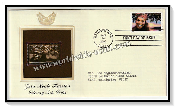 2003 USA Zora Neale Hurston (American Author) Literary Arts Series - Gold Replica FDC #FE22