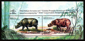 1996 Indonesia The Sumatran Rhinoceros and the Javan Rhinoceros MS #ABR-22