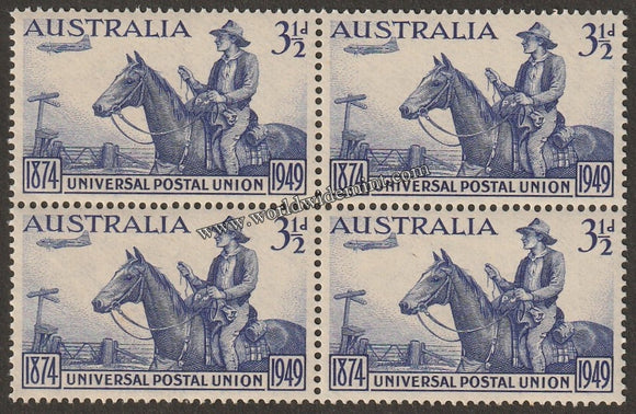 AUSTRALIA 1949 - UPU BLOCK OF 4 MNH SG: 232