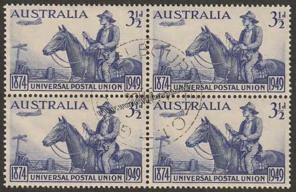 AUSTRALIA 1949 - UPU BLOCK OF 4 USED SG: 232