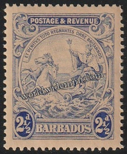 1925 - 1935 BARBADOS - SEAL OF COLONY W/M: MULTI SCRIPT CA MNH SG: 233