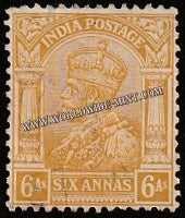 1932 - 1936 BRITISH INDIA - 6a Bistre (1935) - King George V Multi Star W/M Used Stamp S.G:239