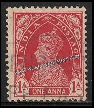 1937 - 1940 BRITISH INDIA - 1a Carmine - King George VI Multi Star W/M Used Stamp S.G:250