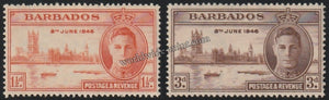 BARBADOS 1946 - KING GERORGE VI - VICTORY ISSUE SET OF 2 MNH SG: 262-263