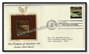 1998 USA Four Centuries of American Art Frederic Edwin Church - Gold Replica FDC #FE28