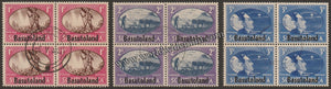 BASUTOLAND OVERPRINT ON SUID - AFRICA & SOUTH AFRICA 1945 - VICTORY ISSUE 3V BLOCK OF 4 USED SG: 29 - 31