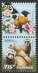 2021 Hungary EUROPA Stamps - Endangered National Wildlife MNH European stonechat, Steppe polecat  #FOR-294