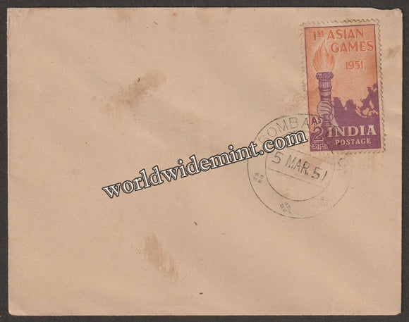 1951 INDIA 1st Asian Games - 2 Anna Plain FDC