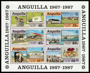 1967-1987 Anguilla Past & Present MS - technology, Education, Boat, Buildings #FOR-1069