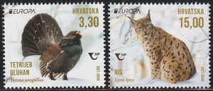 2021 Croatia EUROPA Stamps - Endangered National Wildlife Set of 2 MNH Western Capercaillie, Lynx #FOR-314