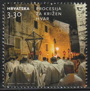 2021 Croatia Following the Cross Procession on the Island of Hvar MNH #FOR-318