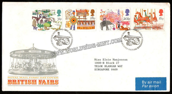 1983 UK British Fairs FDC Duck, Horse, Elephant, Tiger, Circus #FA337