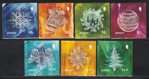 2022 Jersey Festive Icons Set of 7 MNH - Star, Jingle Bells, Easter Egg, Angel, Christmas Tree, Ice #FOR-351