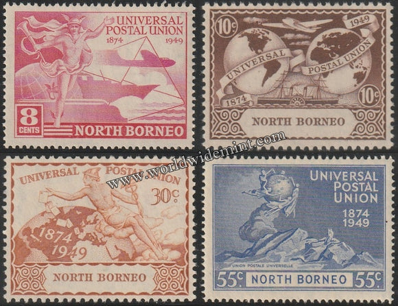 NORTH BORNEO 1949 - UPU 4V WITHOUT GUM SG: 352 - 355 CV: £ 8