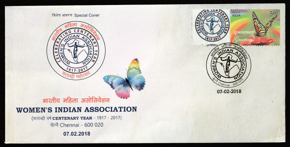 2018 Women's Indian Association Centenary Year Special Cover #TNC382