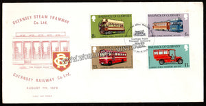 1979 Guernsey Steam Tramway - Tram, Bus, Train, Car FDC #FA392