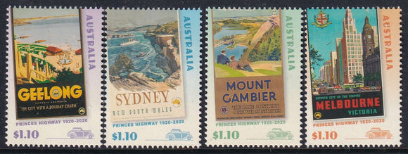 2020 Australia The 100th Anniversary of the Princes Highway Set of 3 - Landscape, Mountain, Sea, Beaches, Buildings #Aus-3938-41