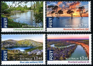 2021 Australia Ramsar Wetlands Set of 4 - Landscape, Trees, Mountains, Water #Aus-3979-82