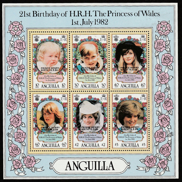 1982 Anguilla 21st Birthday of H.R.H. the Princess of Wales Diana 1st July 1982 MS #FOR-1070