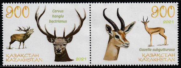 2021 Kazakhstan Fauna - Ungulates of Kazakhstan Set of 2 MNH Deer, Gazella #FOR-400