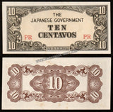 Philippines 10 Centavos 1942 - Japanese occupation (1942-1945) UNC Banknote N#205030