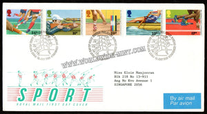 1986 UK Sport - Hockey, Rifle Shooting, Weight Lifting, Rowing, Sprint FDC #FA414