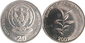 Rwanda 20 Amafaranga Type 2 legend - 2009 UNC Coin  #FC-44174