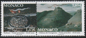 2022 Monaco  Ancient Grimaldi Strongholds - Garagnone and Terlizzi MNH #FOR-475