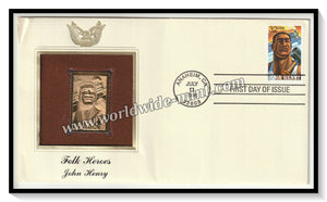 1996 USA Folk Heroes John Henry - Gold Replica FDC #FE47