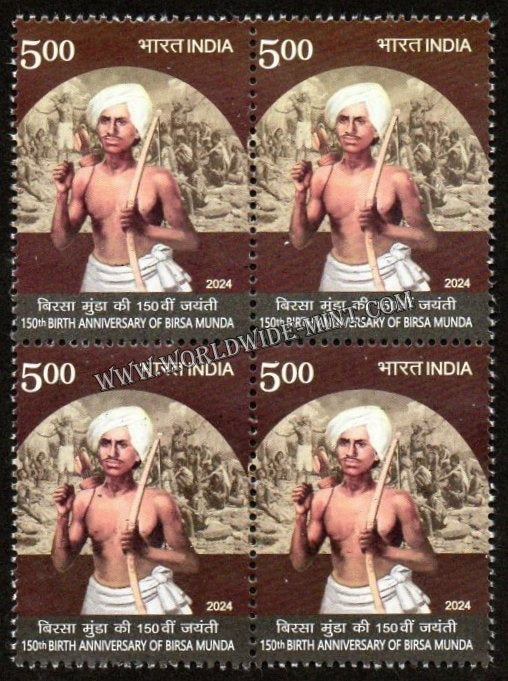 2024 INDIA 150th Birth Anniversary of Birsa Munda Block of 4 MNH