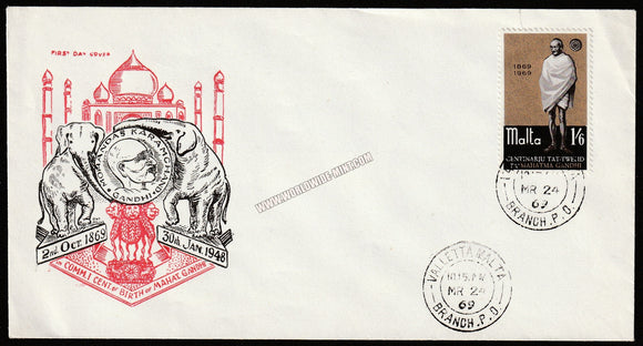 1969 Malta Gandhi FDC #Gan512