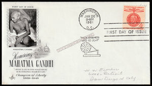 1961 United States of America Gandhi 1v FDC #Gan522