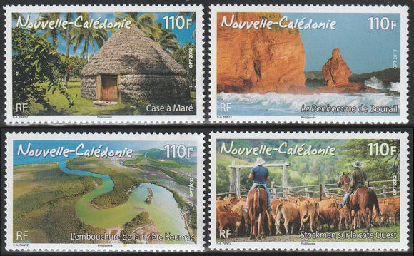 2012 New Caledonia Tourism Set of 4 MNH Horse, Scenery, River #FOR-531