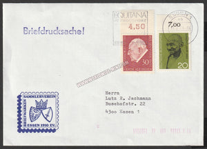 1969 Germany Gandhi Commercial Travelled Cover to Essen, Germany #Gan537