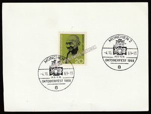 1969 Germany Gandhi First Day Cancellation Card #Gan538