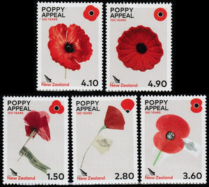 2022 New Zealand The 100th Anniversary of the Poppy Appeal Set of 5 MNH #FOR-539