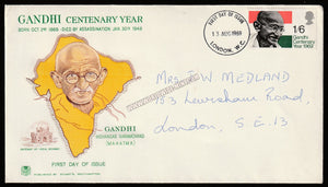 1969 Great Britain Private Cover Gandhi with Incorrect India Map #Gan542