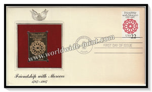 1987 USA Friendship with Morocco - Gold Replica FDC #FE57