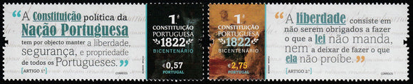 2022 Portugal The 200th Anniversary of the First Portuguese Constitution of 1822 Set of 2 MNH #FOR-589