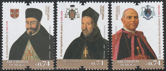 2022 Portugal The Archbishops of Braga Set of 3 MNH #FOR-593