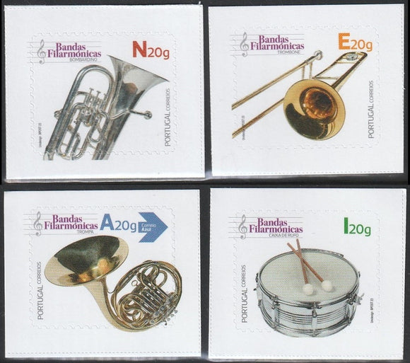 2023 Portugal Musical Instruments of the Philharmonic Bands Self Adhesive Set of 4 MNH #FOR-596