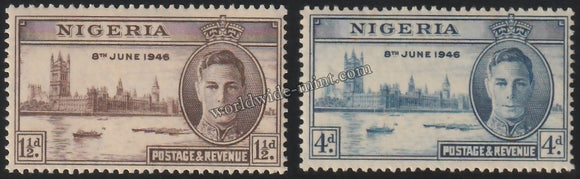 NIGERIA 1946 - KING GERORGE VI - VICTORY ISSUE 2V MNH SG: 60 - 61