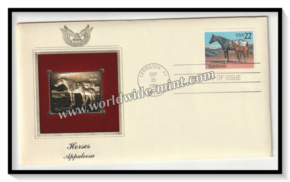 1985 USA Horses Appaloosa - Gold Replica FDC #FE60