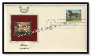 1985 USA Horses Saddlebred - Gold Replica FDC #FE61