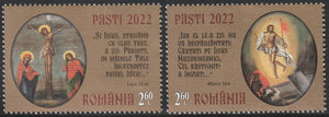 2022 Romania Holy Easter Set of 2 MNH Jesus in Cross #FOR-636