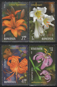 2023 Romania Flowers - Lilies Set of 4 MNH #FOR-642