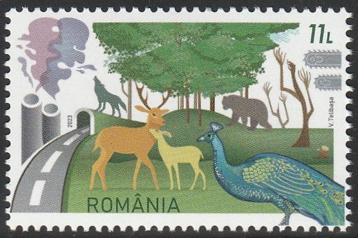 2023 Romania World Environment Day MNH - Peacock, Deer #FOR-647