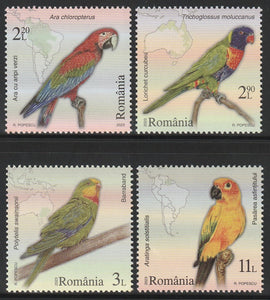 2023 Romania Birds - Parrots Set of 4 MNH #FOR-654