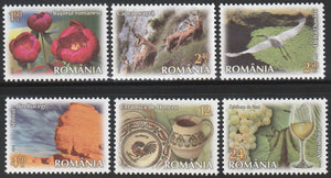 2023 Romania Picturesque Romania Set of 6 MNH Flowers, Birds, Animals, Valley, Food & Fruits #FOR-660