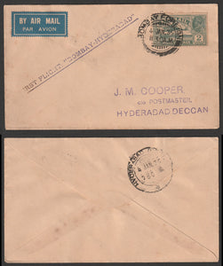 1935 Bombay - Hyderabad First flight cover #FFCF68